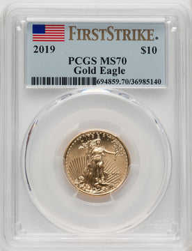 2019 $10 Quarter Ounce Gold Eagle First Strike FS Flag PCGS MS70