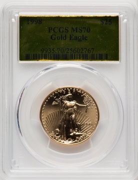 1998 $25 Half-Ounce Gold Eagle Gold Foil PCGS MS70