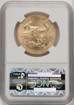 2011-W $50 One-Ounce Gold Eagle 25th Anniversary First Strike ER Blue NGC MS70