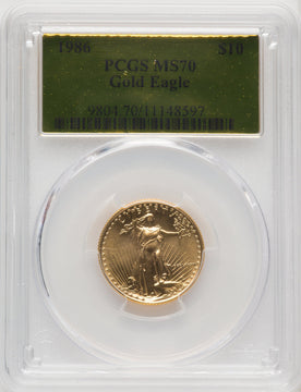 1986 $10 Quarter-Ounce Gold Eagle Gold Foil PCGS MS70