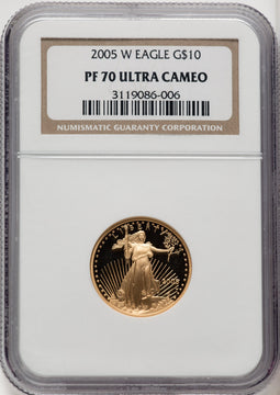 2005-W $10 Quarter-Ounce Gold Eagle Brown Label NGC PF70 (771126011)