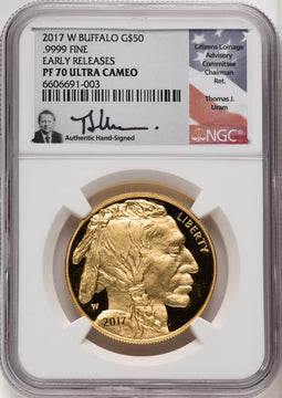 2017-W G$50 Buffalo First Strike ER Thomas Uram NGC PF70