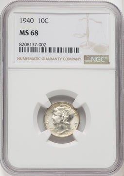 1940 10C Mercury Dime NGC MS68