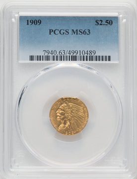 1909 $2.50 Indian Quarter Eagle PCGS MS63