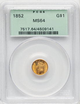 1852 G$1 Gold Dollar PCGS MS64