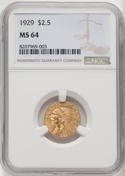 1929 $2.50 Indian Quarter Eagle NGC MS64 (764035018)