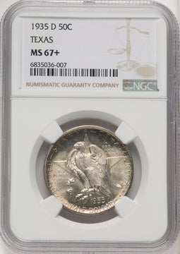 1935-D 50C Texas Commemorative Silver NGC MS67+