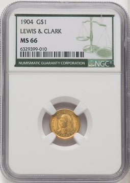 1904 G$1 Lewis and Clark Green Label Commemorative Gold NGC MS66