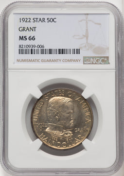 1922 50C Grant With Star Commemorative Silver NGC MS66