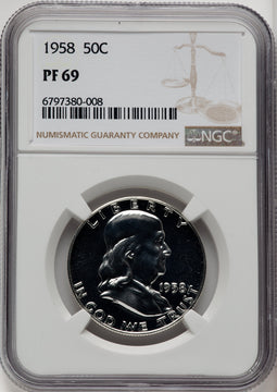 1958 50C Proof Franklin Half Dollar NGC PR69 (771528023)