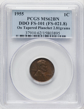 1955 1C Doubled Die Obverse FS-101 BN Lincoln Cent PCGS MS62