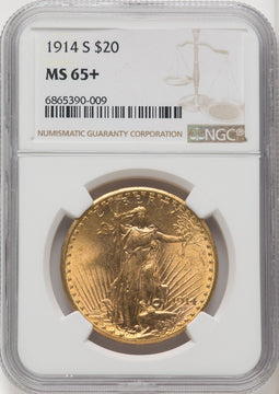 1914-S $20 Saint-Gaudens Double Eagle NGC MS65+