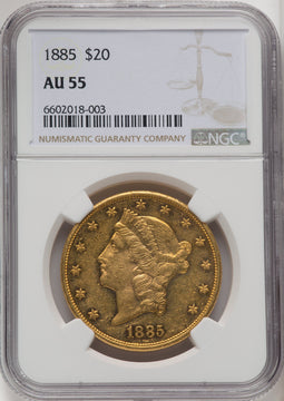 1885 $20 Liberty Double Eagle NGC AU55 (519890016)