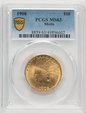 1908 $10 MOTTO Indian Eagle PCGS MS63 (771357003)