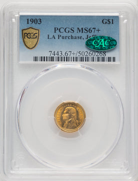 1903 G$1 JEFF CAC Commemorative Gold PCGS MS67+