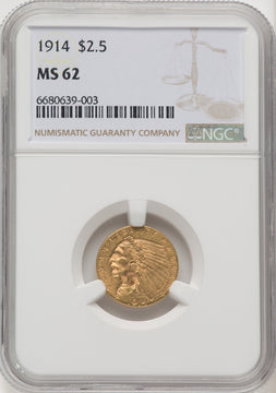 1914 $2.50 Indian Quarter Eagle NGC MS62 (771524005)