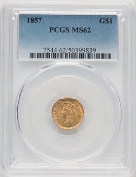 1857 G$1 Gold Dollar PCGS MS62