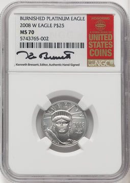 2008-W $25 Quarter-Ounce Platinum Eagle Kenneth Bressett Red Book NGC MS70