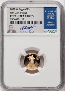 2022-W $5 Tenth Ounce Gold Eagle FDI NGC PF70