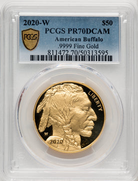 2020-W G$50 Gold Buffalo DCAM Blue Gradient PCGS PR70 (506933007)