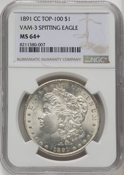 1891-CCVAM-3 Spitting Eagle Morgan Dollar NGC MS64+