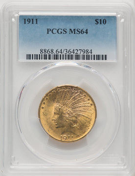 1911 $10 Blue Gradient Indian Eagle PCGS MS64