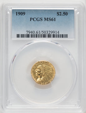 1909 $2.50 Indian Quarter Eagle PCGS MS61