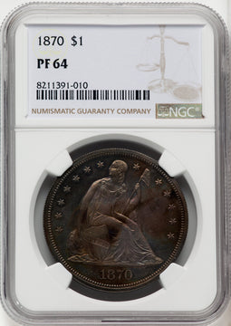 1870 Proof Seated Dollar NGC PR64