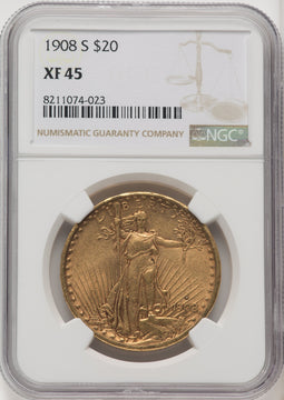 1908-S $20 Saint-Gaudens Double Eagle NGC XF45