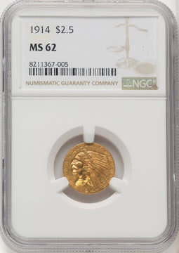 1914 $2.50 Indian Quarter Eagle NGC MS62 (771042001)