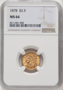 1878 $2.50 Liberty Quarter Eagle NGC MS66 (768881016)
