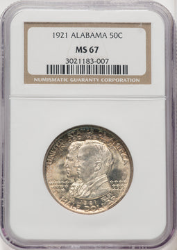1921 50C Alabama Commemorative Silver NGC MS67