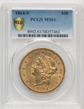 1864-S $20 Liberty Double Eagle PCGS MS61 (771301001)