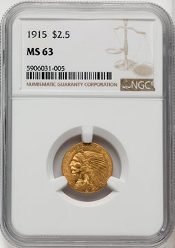 1915 $2.50 Indian Quarter Eagle NGC MS63 (771675027)