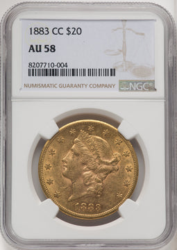 1883-CC $20 Liberty Double Eagle NGC AU58 (771813027)