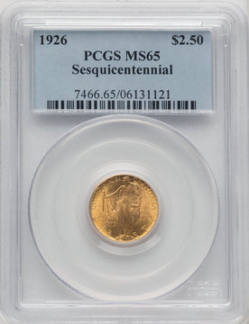 1926 $2.50 SESQUI Commemorative Gold PCGS MS65 (506444078)