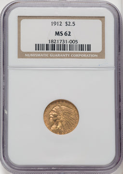 1912 $2.50 Indian Quarter Eagle NGC MS62 (506444085)
