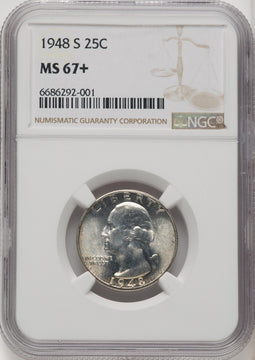 1948-S 25C Washington Quarter NGC MS67+ (771207019)