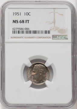 1951 10C FB Roosevelt Dime NGC MS68 (771207014)