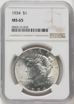 1934 Peace Dollar NGC MS65 (771124078)