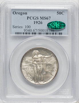1926 50C Oregon CAC Commemorative Silver PCGS MS67