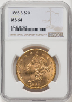 1865-S $20 Liberty Double Eagle NGC MS64