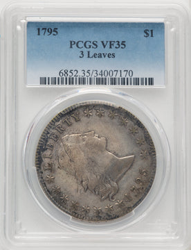 1795 Flowing Hair Three Leaves Early Dollar PCGS VF35