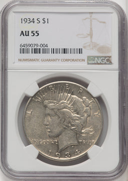 1934-S Peace Dollar NGC AU55