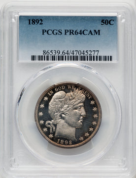 1892 50C CA Proof Barber Half Dollar PCGS PR64