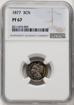 1877 3CN Proof Three Cent Nickel NGC PR67