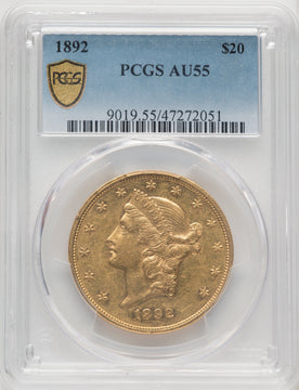 1892 $20 Liberty Double Eagle PCGS AU55