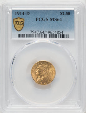 1914-D $2.50 Indian Quarter Eagle PCGS MS64 (505005018)