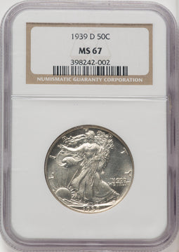 1939-D 50C Walking Liberty Half Dollar NGC MS67 (771251002)