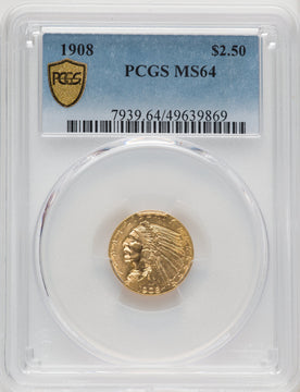 1908 $2.50 Indian Quarter Eagle PCGS MS64 (769285048)